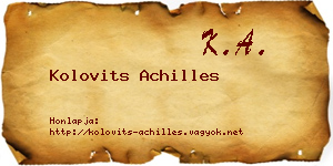 Kolovits Achilles névjegykártya